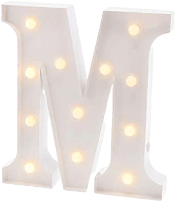 Amazon.com: Barnyard Designs Metal Marquee Letter M Light Up Wall Initial Wedding, Bar, Home and Nursery Letter Decoration 12” (White): Home & Kitchen