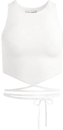 Latia Strappy Tie Waist Knit Tank In Soft White | Alice And Olivia