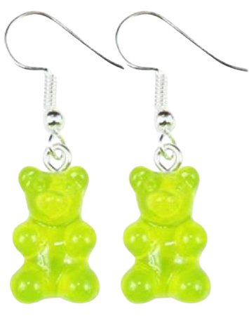 Neon green gummy bear earrings