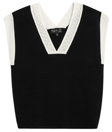 black silk and linen Ondine sleeveless sweater