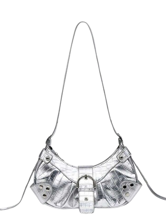 1pc Solid Color Crossbody Bag With Rivet Decor For Women Y2K Glossy Shoulder Bag For Women, Metallic Color Laser Handbag, Trendy Underarm Purse For Street Wear | SHEIN USA