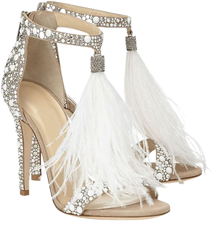 Amazon.com | azmodo Women's Wedding Dress Party & Evening Stiletto Heel Pearl Rhinestones Tassel (White, 8) | Heeled Sandals