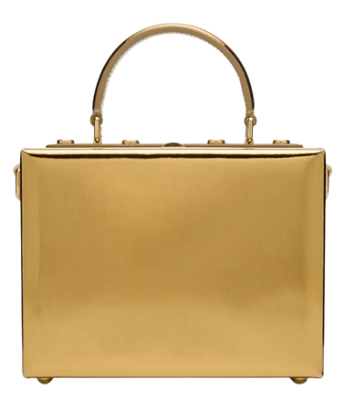 Dolce & Gabbana Mirrored Box Leather Top-Handle Bag Oro Chiaro