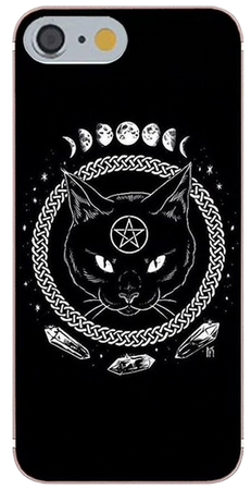 Black cat witch phone case