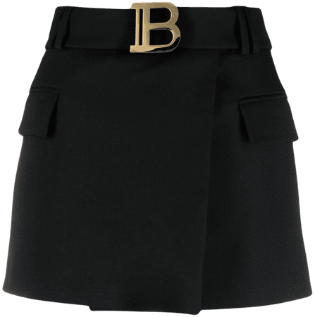 Shop Balmain B-logo wrap skirt with Express Delivery - FARFETCH