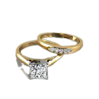 Princess Cut Engagement Ring and Wedding Band Set - PureGemsJewels
