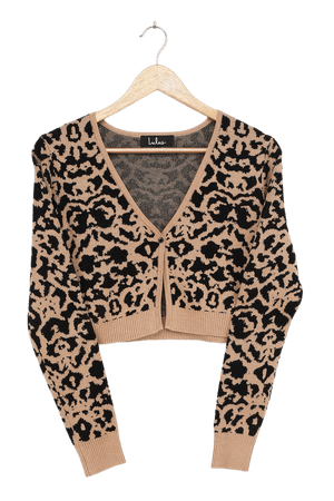 Beige Cardigan Sweater - Animal Print Cardigan - Knit Cardigan - Lulus