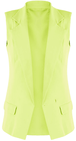 Lime Woven Pocket Detail Sleeveless Blazer | PrettyLittleThing USA