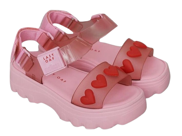 lazy oaf pink heart sandals