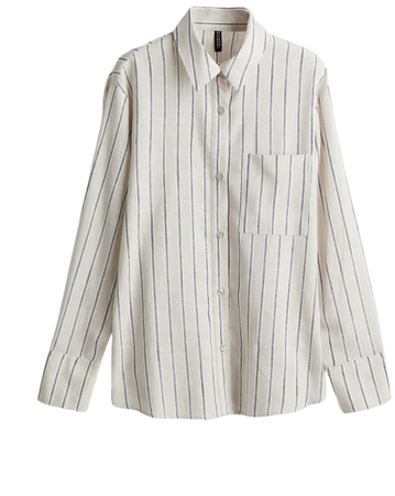 Linen-blend Shirt - Light beige/striped - Ladies | H&M US