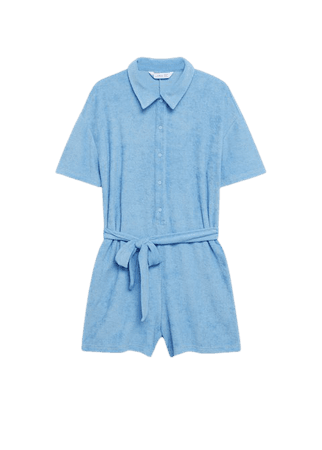 Towel-texture cotton jumpsuit - Women | Mango USA
