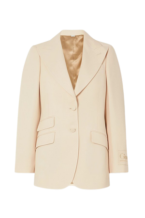 Cream Appliquéd silk and wool-blend blazer | Gucci | NET-A-PORTER