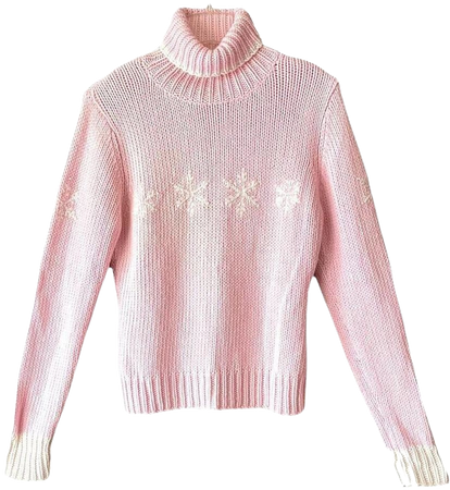 Pale pink Christmas Snowflake knit turtleneck... - Depop