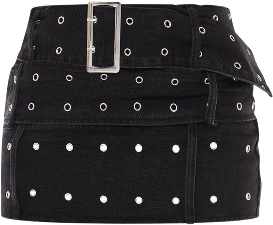 Washed Black Belt Detail Denim Mini Skirt | PrettyLittleThing USA