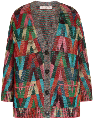 Optical-Patterned Knit Cardigan By Valentino | Moda Operandi