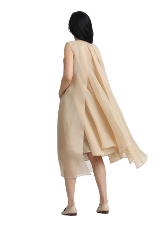 Lat Sleeveless Pleated Silk Organza Dress Lát