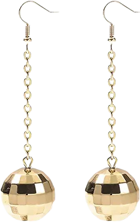 Amazon.com: Disco Ball Earrings for Women - 70's Gold, Gold, Size One Size Fits Most