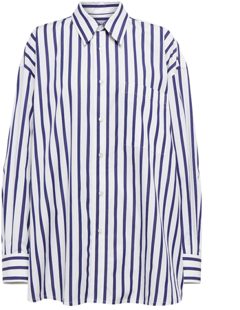 Striped Cotton Poplin Shirt in White - Bottega Veneta | Mytheresa