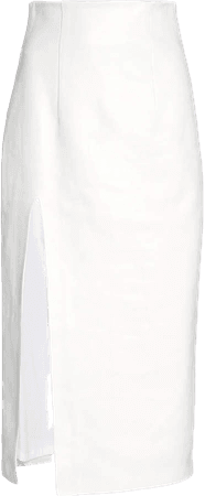 Piece of White Lisa Side-Slit Leather Pencil Skirt
