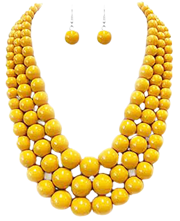 Amazon.com: Rosemarie & Jubalee Women's Multi Strand Simulated Pearl Necklace and Earrings Jewelry Set (Mustard Yellow): Jewelry