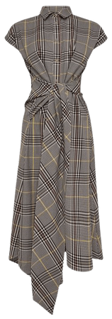 Tailored Check Collared Asymmetric Shirt Dress | Karen Millen