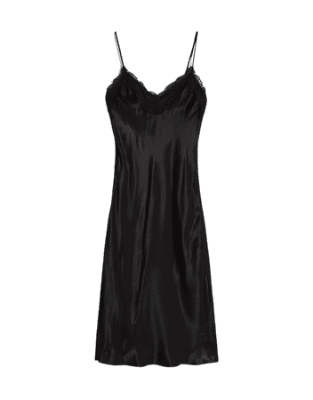 Satin midi dress with blonde lace neckline - Dresses - Woman | Bershka