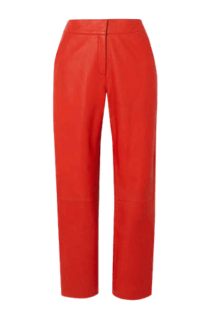 Stand Studio - Zoe Leather Straight-leg Pants - Red