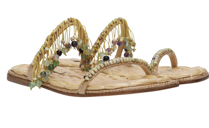 Dries Van Noten embellished Raffia sandals