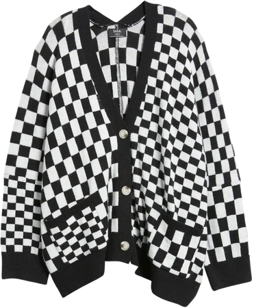 Dressed in Lala Love You Checkerboard Oversize Cardigan | Nordstrom
