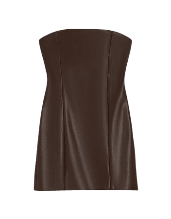 Faux leather sleeveless dress with zipper - Dresses - Woman | Bershka