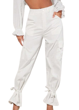 white drawstring pants