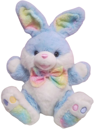 Pastel blue rainbow bunny plush