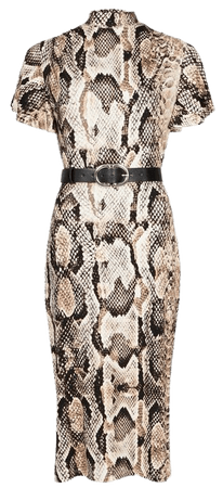 Petite Belted Snake Print Angel Jersey Dress | Karen Millen