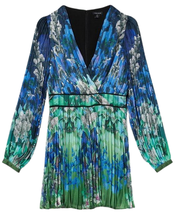 Mirrored Ombre Floral Pleat Drama Woven Mini Dress | Karen Millen