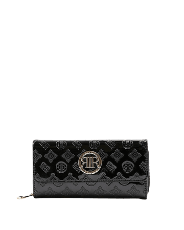 Black RI monogram embossed purse | River Island