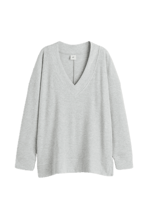 Ribbed Top - Light gray melange - Ladies | H&M US