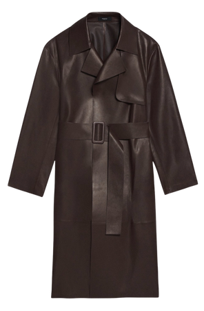 Wrap Trench Coat in Leather