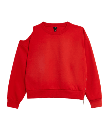 Red cut out sweatshirt | River Island