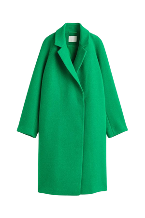 Double-breasted Coat - Green - Ladies | H&M US