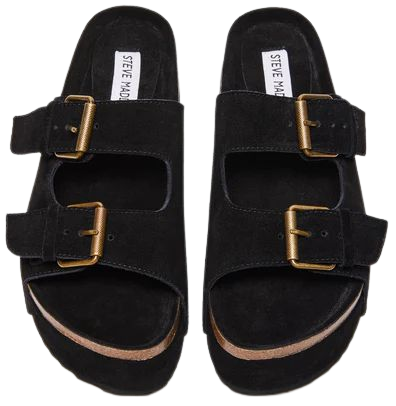 KALI Black Suede Platform Slide Sandal | Women's Sandals – Steve Madden