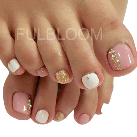 pink white and gold toenails - Google Search