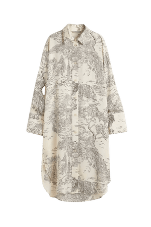 Oversized Shirt Dress - Light beige/patterned - Ladies | H&M US