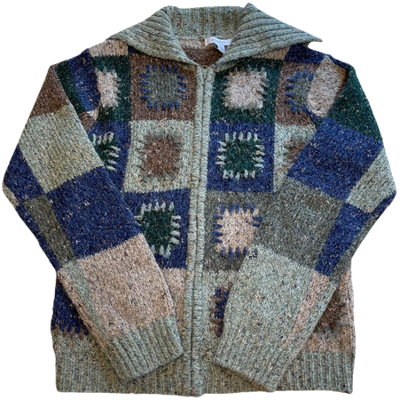 brown, blue, and green earth fairy sweater