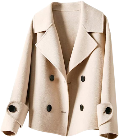 Amazon.com: Short Loose Double-Sided 100% Wool Coat Women Turn-Down Collar Winter Jacket Elegant Outerwear : Clothing, Shoes & Jewelry