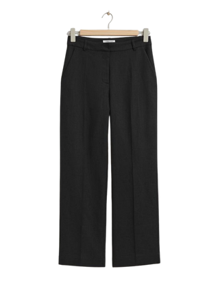 Straight Press Crease Linen Trousers - Black - Straight Trousers - & Other Stories US