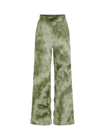 Mid Rise Tie Dye Cropped Wide Leg Trousers - Cider