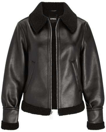 Sherpa Lined Faux Leather Jacket | Express
