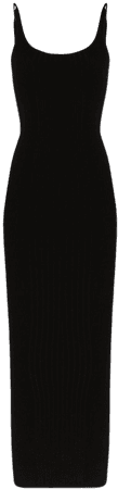 Black Paco Rabanne ribbed-knit maxi dress 20EMRO040ML0027 - Farfetch