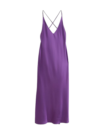 Purple satin backless slip midi dress | River Island