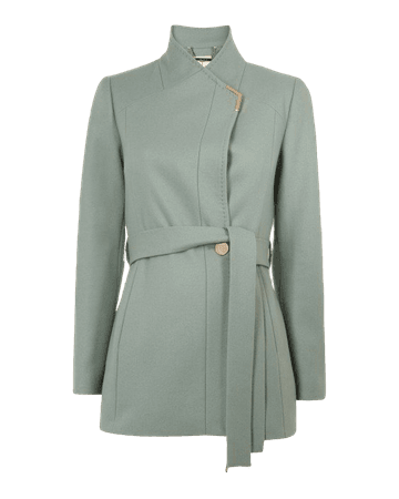 Short belted wrap coat - Mint | Jackets & Coats | Ted Baker